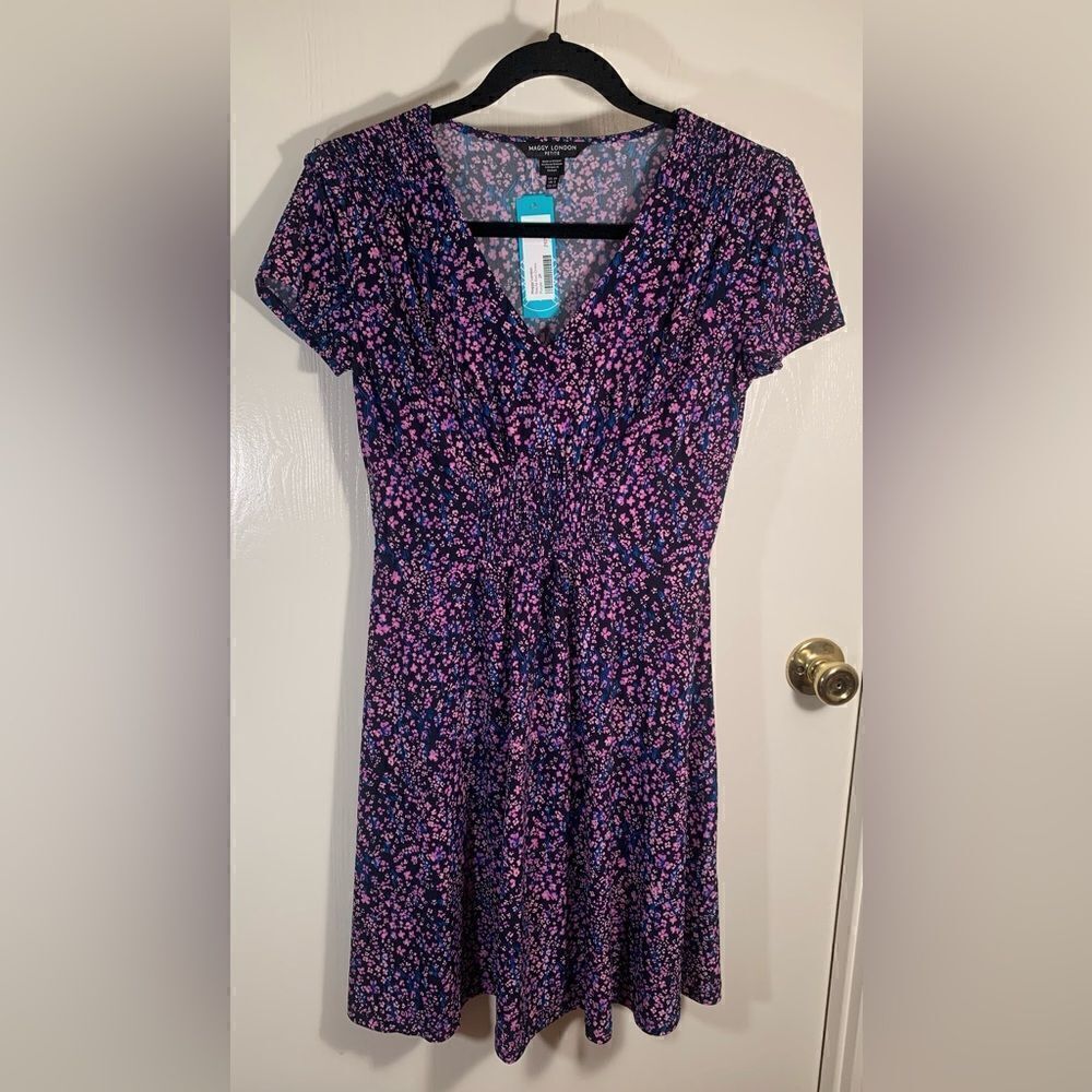 Maggy London Purple and Pink Floral Dress